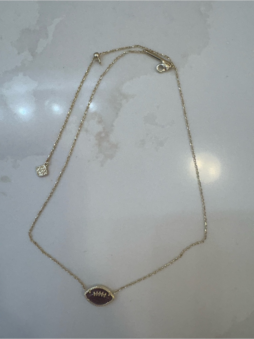 Kendra Scott Gold-Tone Brown Enamel Football Pendant Necklace